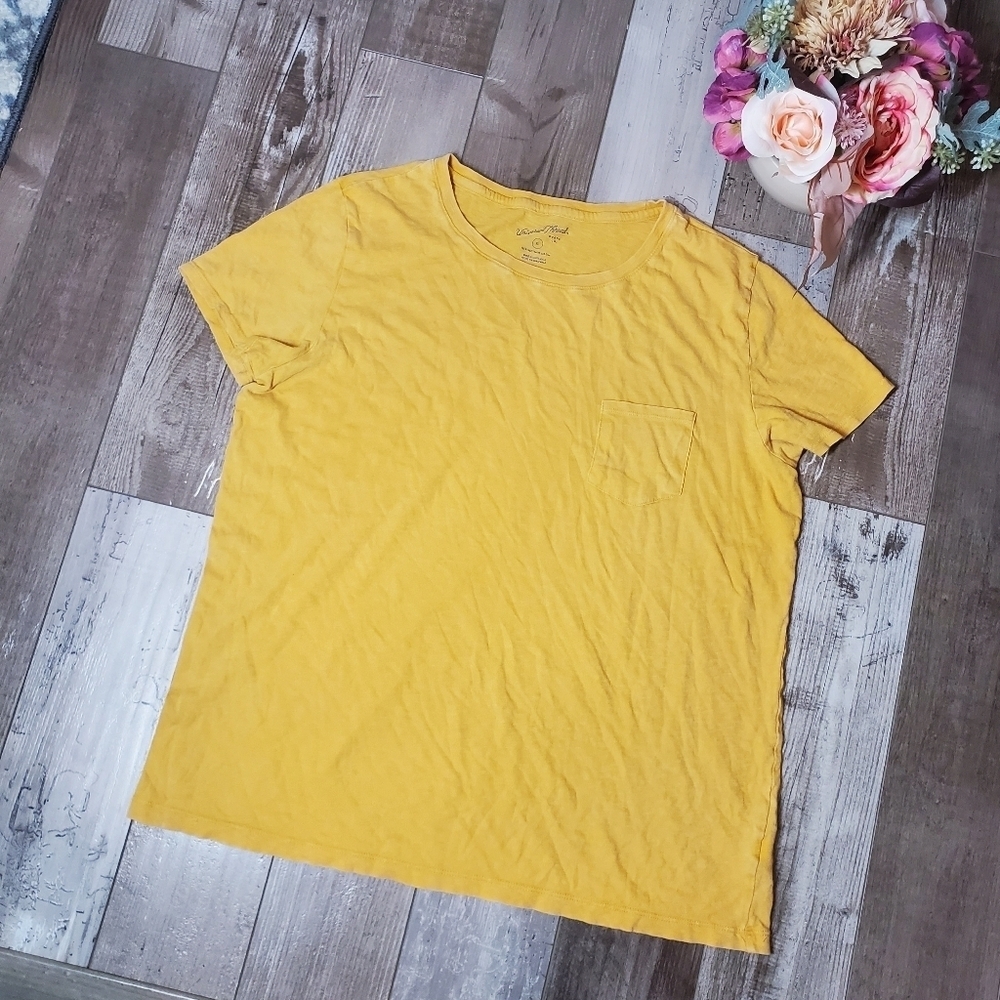 Universal Thread Cotton Mustard Yellow Scoopneck Pocket Tee Women's Size XL - Picture 8 of 11